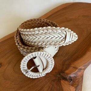 Banana Republic Cream Braided Belt with Round Buckle